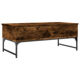 ZNTS Coffee Table Smoked Oak 100x50x40 cm Engineered Wood and Metal 845378