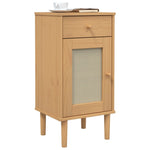 ZNTS Bedside Cabinet SENJA Rattan Look Brown 40x35x80 cm Solid Wood Pine 358016