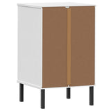 ZNTS Bedside Cabinet with Metal Legs White Solid Wood Pine OSLO 350978