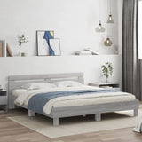 ZNTS Bed Frame with LED without Mattress Grey Sonoma 200x200 cm 3207523