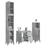 ZNTS 3 Piece Bathroom Cabinet Set Concrete Grey Engineered Wood 3185547