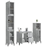 ZNTS 3 Piece Bathroom Cabinet Set Concrete Grey Engineered Wood 3185547