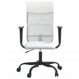 ZNTS Office Chair Height Adjustable White Mesh Fabric and Faux Leather 353015