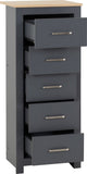 ZNTS Portland 5 Drawer Narrow Chest 100-102-182