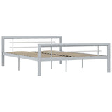 ZNTS Bed Frame without Mattress Grey and White Metal 140x200 cm 284559