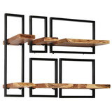 ZNTS Wall Shelf Set 5 Pieces Solid Acacia Wood and Steel 246014