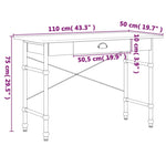 ZNTS Computer Desk with Drawer Oak Colour 110x50x75 cm 358623