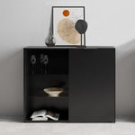 ZNTS FMD Dresser with 1 Door and Open Shelving Black 437008