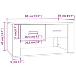 ZNTS Coffee Table Smoked Oak 80x50x40 cm Engineered Wood 816533