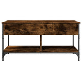 ZNTS Coffee Table Smoked Oak 100x50x50 cm Engineered Wood and Metal 845368