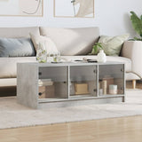 ZNTS Coffee Table with Glass Doors Concrete Grey 102x50x42 cm 836416