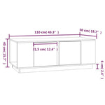 ZNTS Coffee Table Grey 110x50x40 cm Solid Wood Pine 814431