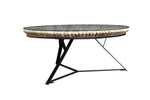 ZNTS Iona round coffee table Driftwood with glass top KK103