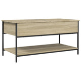 ZNTS Coffee Table Sonoma Oak 100x50x50 cm Engineered Wood and Metal 845347