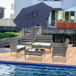 ZNTS Outdoor Living Room Balcony Rattan Furniture Four-Piece-Gray 36658779