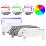 ZNTS Bed Frame without Mattress with LED Lights White 90x200 cm 838715