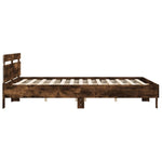 ZNTS Bed Frame with LED without Mattress Smoked Oak 200x200 cm 3207522