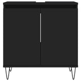 ZNTS 3 Piece Bathroom Furniture Set Black Engineered Wood 3190276