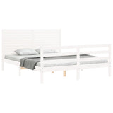 ZNTS Bed Frame without Mattress White King Size Solid Wood 3195032