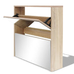 ZNTS Shoe Cabinet 2-Layer Mirror Oak 63x17x67 cm 243045