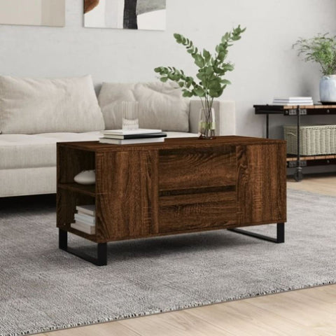 ZNTS Coffee Table Brown Oak 102x44.5x50 cm Engineered Wood 831011
