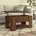 ZNTS Coffee Table Brown Oak 79x49x41 cm Engineered Wood 819277