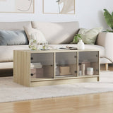 ZNTS Coffee Table with Glass Doors Sonoma Oak 102x50x42 cm 836415