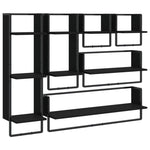 ZNTS 6 Piece Wall Shelf Set with Bars Black Engineered Wood 836313