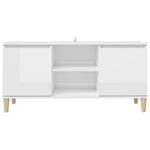 ZNTS TV Cabinet & Solid Wood Legs High Gloss White 103.5x35x50 cm 805965