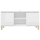 ZNTS TV Cabinet & Solid Wood Legs High Gloss White 103.5x35x50 cm 805965