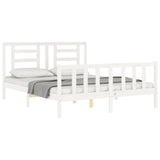 ZNTS Bed Frame without Mattress White King Size Solid Wood Pine 3192887