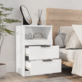 ZNTS Bedside Cabinets 2 pcs High Gloss White Engineered Wood 811245