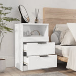 ZNTS Bedside Cabinet High Gloss White Engineered Wood 811244