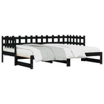 ZNTS Pull-out Day Bed without Mattress Black 2x cm Solid Wood 840393