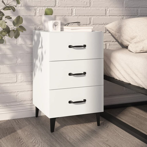 ZNTS Bedside Cabinet White 40x40x66 cm Engineered Wood 812087