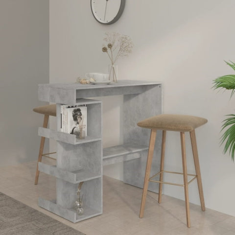 ZNTS Bar Table with Storage Rack Concrete Grey 100x50x101.5cm Engineered Wood 809453