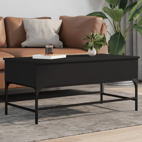 ZNTS Coffee Table Black 100x50x45 cm Engineered Wood and Metal 845396