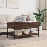 ZNTS Coffee Table Brown Oak 100x50x50 cm Engineered Wood and Metal 845350