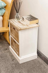 White Wooden Cabinet 2 Drawer 38 x 28 x 48cm N0209