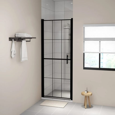 ZNTS Shower Door Tempered Glass 91x195 cm Black 148888