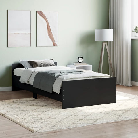 ZNTS Bed Frame without Mattress Black 100x200 cm Engineered Wood 835933