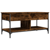 ZNTS Coffee Table Smoked Oak 100x50x50 cm Engineered Wood and Metal 845368