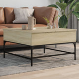 ZNTS Coffee Table Sonoma Oak 80x80x45 cm Engineered Wood and Metal 845402