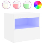 ZNTS Bedside Cabinet with LED Lights White 50x40x45 cm 836763