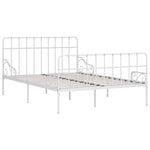 ZNTS Bed Frame without Mattress with Slatted Base White Metal 140x200 cm 284604