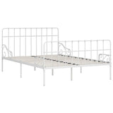 ZNTS Bed Frame without Mattress with Slatted Base White Metal 140x200 cm 284604
