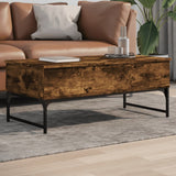 ZNTS Coffee Table Smoked Oak 100x50x40 cm Engineered Wood and Metal 845378