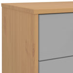 ZNTS Bedside Cabinet OLDEN Grey and Brown Solid Wood Pine 358586