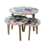 ZNTS Round Lamp Table Protea Print - Large Resin Top VOY67B