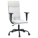 ZNTS Office Chair Height Adjustable White Mesh Fabric and Faux Leather 353015